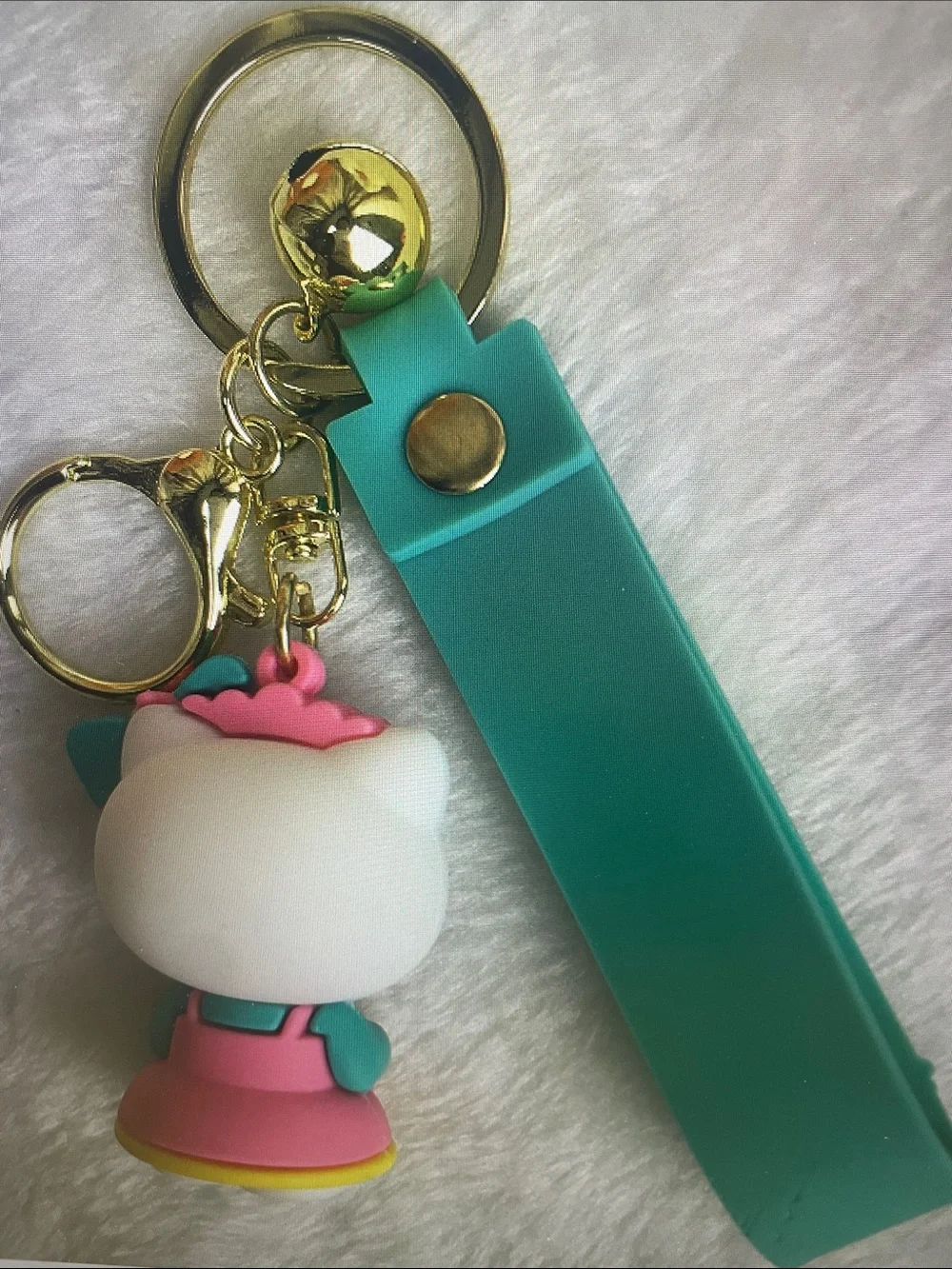 Hello Kitty Teal & Pink Silicone Strap Keychain